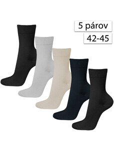 Happy Feet 0602 Pánske ponožky 42-45, 2x čierna, modrá, piesková, šedá, 5ks