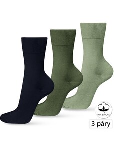 Happy Feet HF-29 Bavlnené pánske ponožky 3páry, 41-43, modrá/zelená