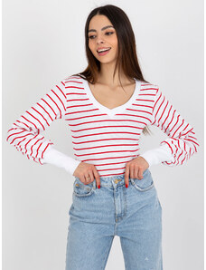 BASIC FEEL GOOD Bielo-červené pruhované tričko s dlhým rukávom RV-BZ-8613.15X-white-red