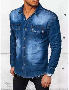 BASIC Modrá pánska džínsová košeľa DX2383