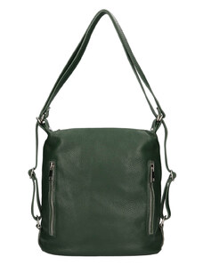 Dámska kožená batôžko kabelka Italia Maura - tmavo zelená