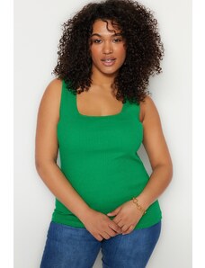 Trendyol Curve Green Basic Ribbed Square Neck Knitted Undershirt