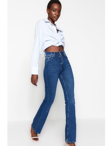 Trendyol Collection Tmavomodré džínsy s vysokým pásom