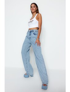 Trendyol Collection Svetlomodré prémiové lyocellové džínsy so širokým pásom
