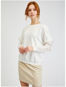 Biely dámsky sveter s ozdobnými rukávmi ORSAY - Ženy