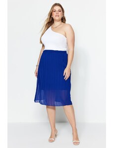 Trendyol Curve Modrá skladaná tkaná sukňa