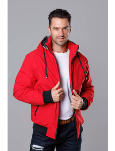 J.STYLE Červená pánska športová bunda s kapucňou (5M3111-270)