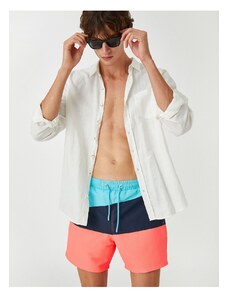 Koton Marine Shorts with Color Block, Lace-Up Waist