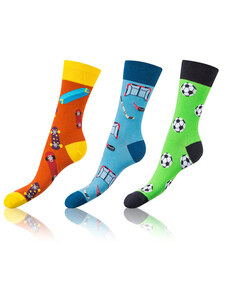 Bellinda CRAZY SOCKS 3x - Zábavné crazy ponožky 3 páry - oranžová - tmavo zelená - modrá