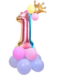 Narodeninová farebná sada balónov s číslom 1