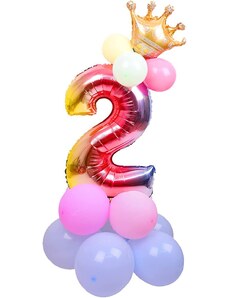 Narodeninová farebná sada balónov s číslom 2
