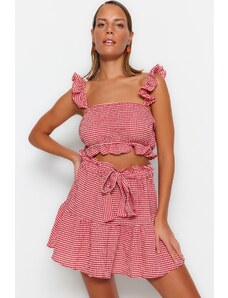 Trendyol Collection Súprava sukní Gingham s textúrou z tkanej volánikovej blúzky