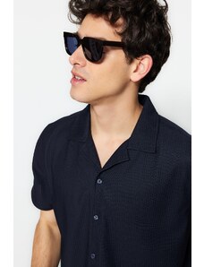 Trendyol Navy Regular Fit Wide Collar Summer Shirt