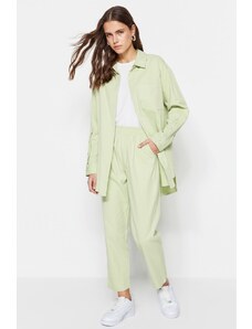 Trendyol Modest Súprava zelená tkaná bavlnená košeľa a nohavice
