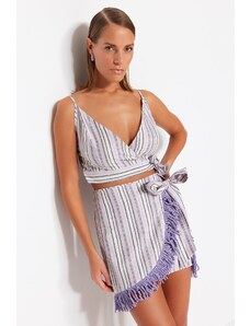 Trendyol Striped Woven Tasseled Blouse and Skirt Set