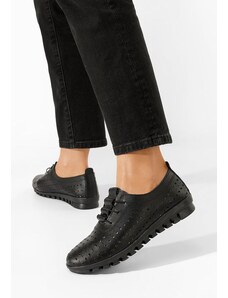 Zapatos čierne kožené poltopánky dámske Daly