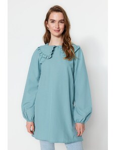 Trendyol Mint Bebe Tunic with a Woven Collar