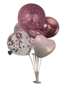 Párty balóny ružové so stojanom 7 ks
