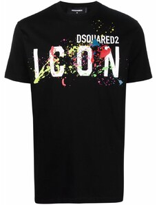 DSQUARED2 Icon Splatted Black tričko