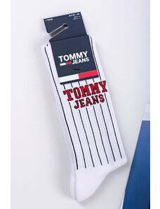 Tommy Hilfiger Biele vysoké ponožky TJ Sock Pinstripe
