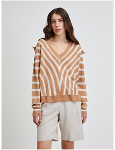 Cream-brown striped sweater Noisy May Astot - Women