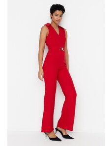 Trendyol Collection Red Belted Maxi Woven Overal