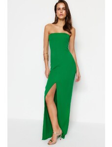 Trendyol Collection Zelené tkané dlhé večerné šaty