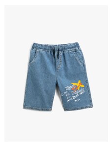 Koton Denim Shorts with Pockets, Printed