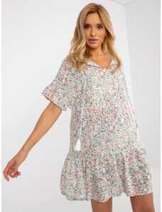 Fashionhunters SUBLEVEL white loose floral dress with ruffle