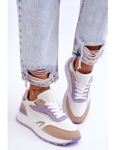 Basic Štýlové pohodlné bielo-fialové sneakersy