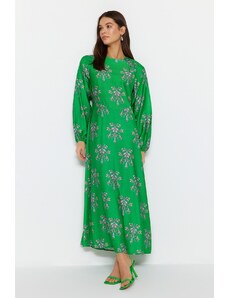 Trendyol Modest Zelené tkané šaty s kvetinovým vzorom