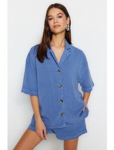 Trendyol Collection Modrá džínsová košeľa Tencel