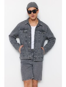 Trendyol Grey Pánska Slim Fit džínsová džínsová bunda TMMNSS23CE00022