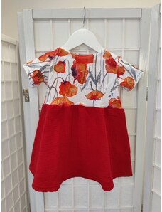Mexy Detské mušelínové šaty - maky s červenou