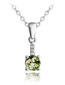 MINET Elegantný strieborný náhrdelník so zeleným zirkónom
