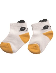 Noviti Letné bavlnené ponožky pre bábätko biele s žltou - Panda, veľ. 0-6 mesiacov