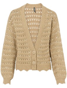 bonprix Pletený sveter s dierkovaným vzorom, farba béžová