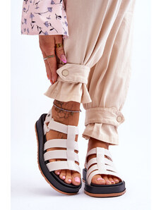 Dámske ekologické sandále na suchý zips v béžovej farbe ZAXY
