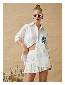 Koton Oversized Poplin Shirt with Pocket Detail, Cotton