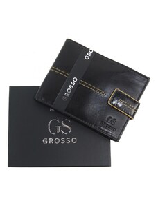 Čokoládovo hnedá pánska kožená peňaženka RFID so zápinkou v krabičke GROSSO