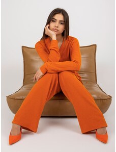 LAKERTA Oranžový bavlnený rebrovaný dvojdielny pohodlný komplet