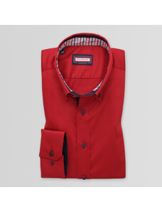 Willsoor Pánska slim fit košeľa červenej farby s kontrastnými prvkami 14981