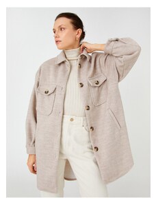 Koton Oversized bunda košeľa golier s vreckami a gombíkmi