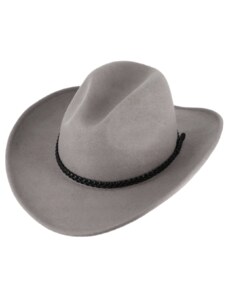Fiebig - Headwear since 1903 Mäkký šedý klobúk v štýle western - tvárny (tvarovateľná krempa) s drôtom po okraji a koženým remienkom