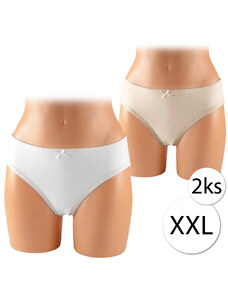 Zaffe ZD-203-K MAXY Bavlnené dámske nohavičky XXL, 2 ks, biela, telová
