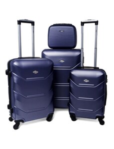 Rogal Tmavomodrá sada 4 luxusných plastových kufrov "Luxury" - veľ. S, M, L, XL