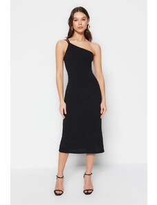 Trendyol Collection Čierne krepové midi krepové šaty