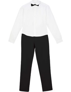 bonprix Chlapčné chino nohavice s košeľou a motýlikom, slávnostné (3-dielna sada), farba čierna