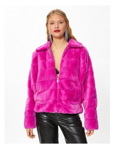 Koton Rachel Araz X - plyšová bunda s vrstveným golierom na zips