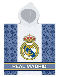 Carbotex Detské pončo - futbalová osuška s kapucňou FC Real Madrid - 100% bavlna - 60 x 120 cm